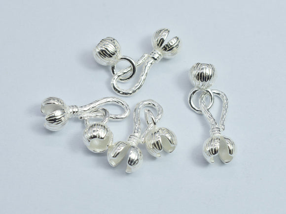 2sets 925 Sterling Silver 5mm Crimp End Caps with 10mm S Hook Clasp-BeadDirect