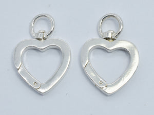 1pc 925 Sterling Silver Swivel Clasp, Spring Gate Heart Clasp 21x14mm-BeadDirect