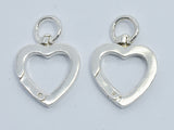 1pc 925 Sterling Silver Swivel Clasp, Spring Gate Heart Clasp 21x14mm-BeadDirect