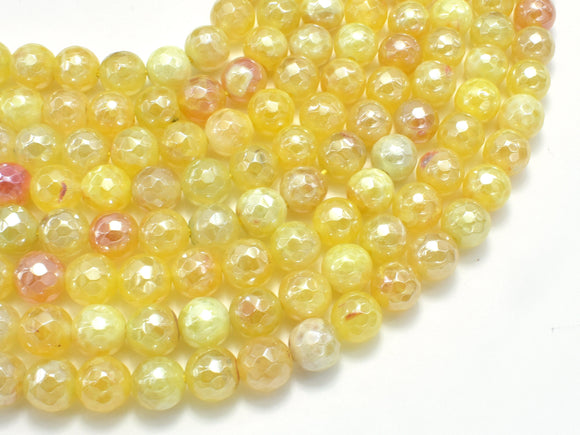 Mystic Coated Fire Agate- Yellow, 8mm Faceted-BeadDirect