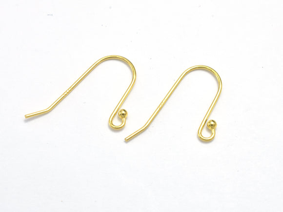 10pcs 24K Gold Vermeil Ear wire, Earring Hook, Fishhook, 925 Sterling Silver Earring Hook, 18x10mm-Metal Findings & Charms-BeadDirect