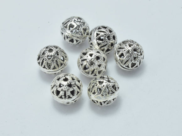 6pcs 925 Sterling Silver Beads-Antique Silver, 6mm Filigree Round Beads-Metal Findings & Charms-BeadDirect
