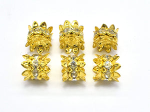 Rhinestone Spacer, 10mm, Double Bead Cap, Crown, Gold plated, 10 pieces-Metal Findings & Charms-BeadDirect
