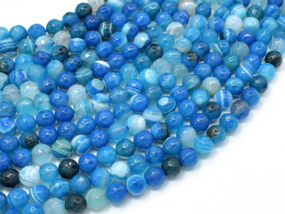 Banded Agate Beads, Striped Agate, Blue, 6mm Faceted Round-Agate: Round & Faceted-BeadDirect