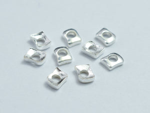 20pcs 925 Sterling Silver 3x3.8mm Curved Rectangle Spacer-BeadDirect