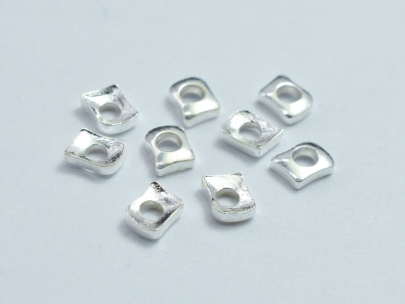 20pcs 925 Sterling Silver 3x3.8mm Curved Rectangle Spacer-BeadDirect