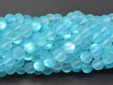 Matte Mystic Aura Quartz-Aqua Blue, 6mm (6.5mm) Round-Gems: Round & Faceted-BeadDirect