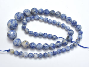 BLUE SPOT JASPER BEADS, 6-14MM GRADUATED FACETED ROUND-Gems: Round & Faceted-BeadDirect