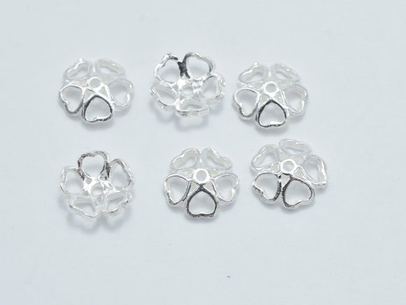 20pcs 925 Sterling Silver Bead Caps, 5.5x1.6mm Flower Bead Caps-Metal Findings & Charms-BeadDirect