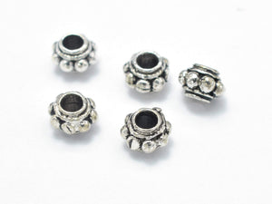 10pcs 925 Sterling Silver Beads-Antique Silver, 4mm Rondelle Beads, Spacer Beads, 4x2.5mm, Hole 1.7mm-Metal Findings & Charms-BeadDirect
