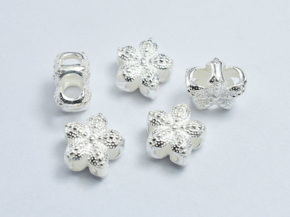 2pcs 925 Sterling Silver Flower Beads, 8x4.7mm-BeadDirect