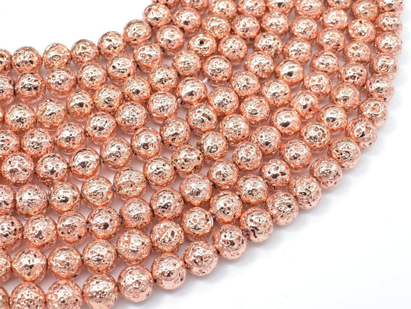Lava-Copper Plated, 8mm (8.6mm) Round Beads-Gems: Round & Faceted-BeadDirect