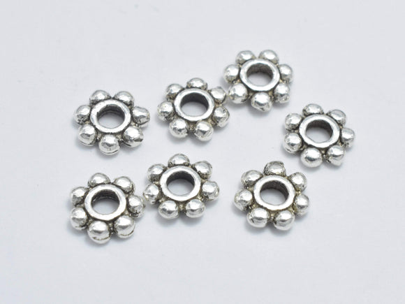 10pcs 5mm 925 Sterling Silver Spacers-Antique Silver, 5mm Daisy Spacer-Metal Findings & Charms-BeadDirect