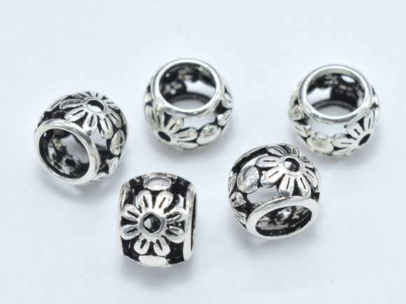 2pcs 925 Sterling Silver Beads, Big Hole Rondelle Spacer-Metal Findings & Charms-BeadDirect