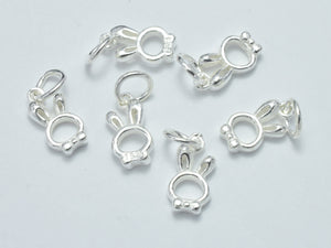 4pcs 925 Sterling Silver Charms, Bunny Charm, Rabbit Charm, 9.6x6mm-BeadDirect