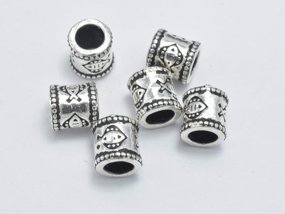 4pcs 925 Sterling Silver Beads-Antique Silver, 5.5x5.5mm Tube Beads,-Metal Findings & Charms-BeadDirect