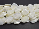Mother of Pearl, MOP, White, 13x18mm Carved Leaf-BeadDirect