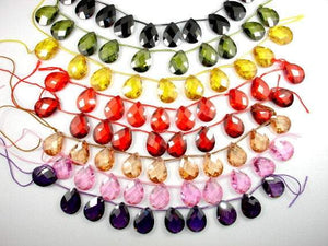 CZ beads, 12mm x 16mm Faceted Pear Briolette-Cubic Zirconia-BeadDirect