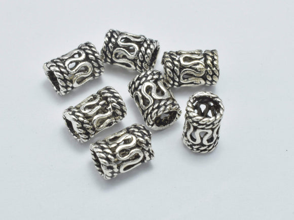 10pcs 925 Sterling Silver Beads-Antique Silver, 4x5.5mm Tube Beads-Metal Findings & Charms-BeadDirect