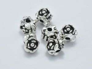 2pcs 925 Sterling Silver Beads-Antique Silver, 7mm Flower Beads-Metal Findings & Charms-BeadDirect