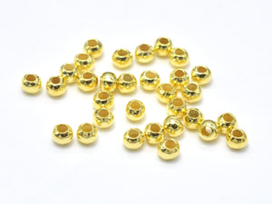 Approx 100pcs 24K Gold Vermeil 2mm Round Beads, 925 Sterling Silver Beads-Metal Findings & Charms-BeadDirect