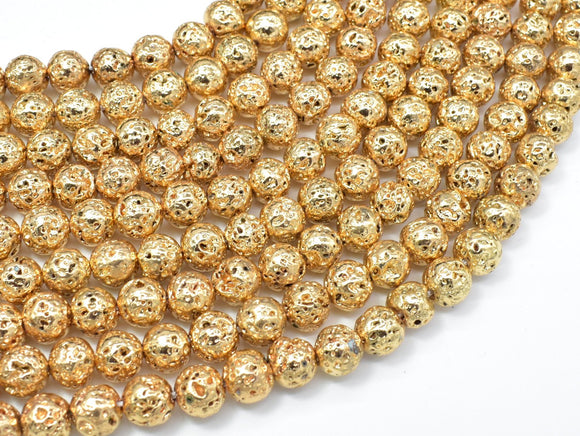 Lava-Gold Plated, 8mm (8.5mm) Round-Gems: Round & Faceted-BeadDirect