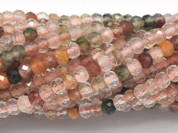 Mixed Rutilated Quartz Beads, 2.2x3mm Micro Faceted Rondelle-Gems:Assorted Shape-BeadDirect