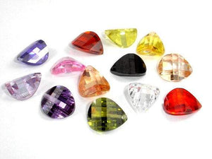 CZ beads,10x12mm Faceted Wedged Drop-Cubic Zirconia-BeadDirect