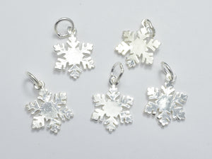 2pcs 925 Sterling Silver Charm, Snowflake Charm, 12mm-Metal Findings & Charms-BeadDirect