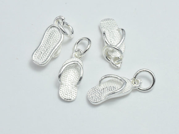 2pcs 925 Sterling Silver Charms, Flip Flop Charms, 14x6mm-BeadDirect
