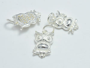 1pc 925 Sterling Silver Charm, Owl Charm, 9.5x15mm-BeadDirect