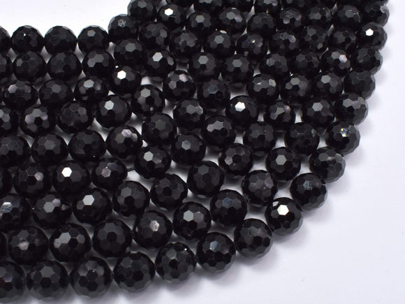 Black Tourmaline Beads, 8mm (8.4mm) Faceted Round-Gems: Round & Faceted-BeadDirect