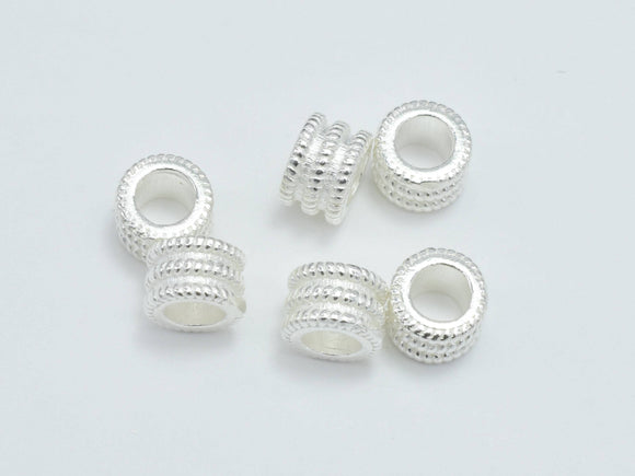 4pcs 925 Sterling Silver Beads, 5x3.5mm Tube Beads, Big Hole Tube-Metal Findings & Charms-BeadDirect