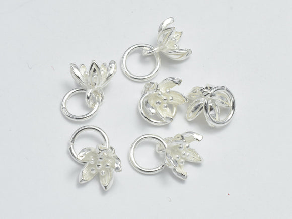 4pcs 925 Sterling Silver Charms, Lotus Flower Charms, 6mm-BeadDirect
