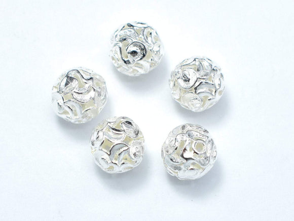 8mm 925 Sterling Silver Beads, 8mm Round Beads, 2pcs-Metal Findings & Charms-BeadDirect