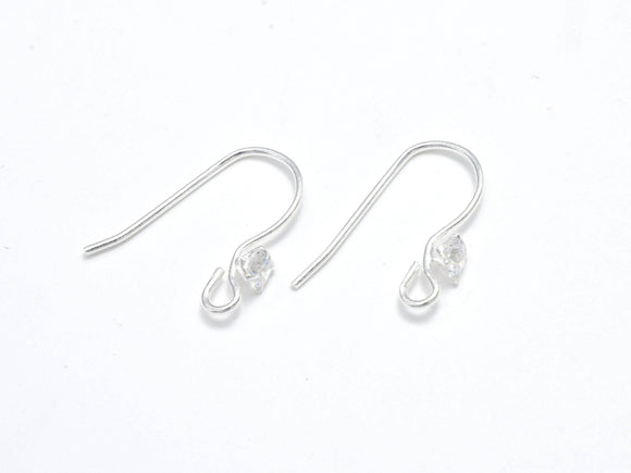4pcs 925 Sterling Silver Earwire, Earring Hook, Fishhook, 15x10mm-Metal Findings & Charms-BeadDirect