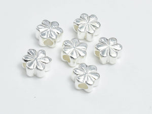 2pcs 925 Sterling Silver Beads-Flower, 5mm, 3mm Thick-Metal Findings & Charms-BeadDirect