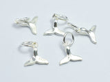 4pcs 925 Sterling Silver Charm-Whale Tail Charm, Whale Tail Pendant, 8.7x9.3mm-BeadDirect