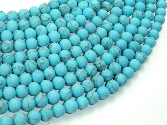 Matte Howlite Turquoise Beads, 6mm Round Beads-BeadDirect