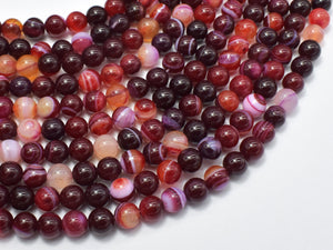 Banded Agate Beads, Red & White, 6mm Round-Agate: Round & Faceted-BeadDirect