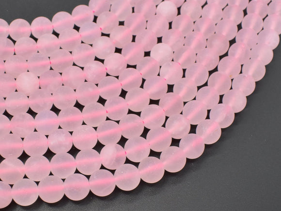 Matte Rose Quartz Beads, 8mm (8.4mm) Round beads-Gems: Round & Faceted-BeadDirect