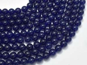 Jade - Dark Blue, 8mm, Round Beads, 14.5 Inch-BeadDirect