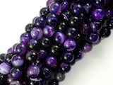 Banded Agate Beads, Purple, 8mm(8.5mm) Round-Agate: Round & Faceted-BeadDirect