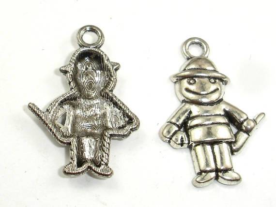 Boy Charms, Metal Pendants, Zinc Alloy, Antique Silver Tone, 18x27 mm, 10 pcs-Metal Findings & Charms-BeadDirect