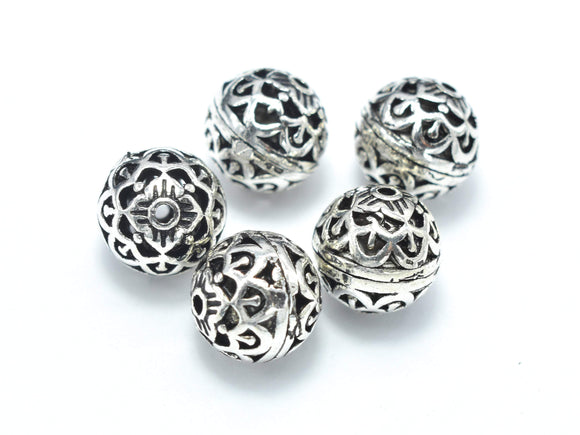 2pcs 925 Sterling Silver Beads-Antique Silver, 8mm Round Beads, Spacer Beads, Hole 1mm-Metal Findings & Charms-BeadDirect