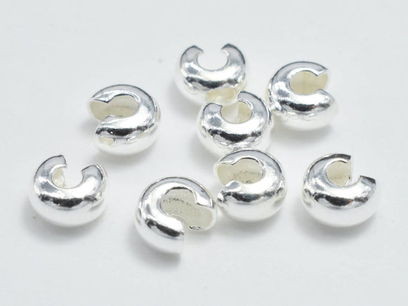 20pcs 925 Sterling Silver Crimp Cover, 3mm-Metal Findings & Charms-BeadDirect