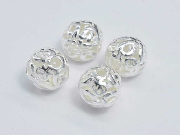 2pcs 8mm 925 Sterling Silver Beads, 8mm Filigree Round Beads-Metal Findings & Charms-BeadDirect