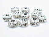 Rhinestone, 6mm, Finding Spacer Round,Clear,Silver plated Brass, 30pcs-Metal Findings & Charms-BeadDirect