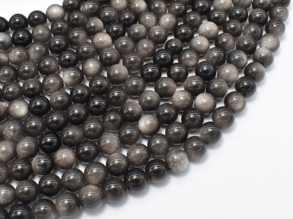 Silver Obsidian Beads, 6mm (6.3mm) Round-Gems: Round & Faceted-BeadDirect