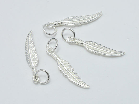 4pcs 925 Sterling Silver Charms, Leaf Charms, 22x5mm-BeadDirect
